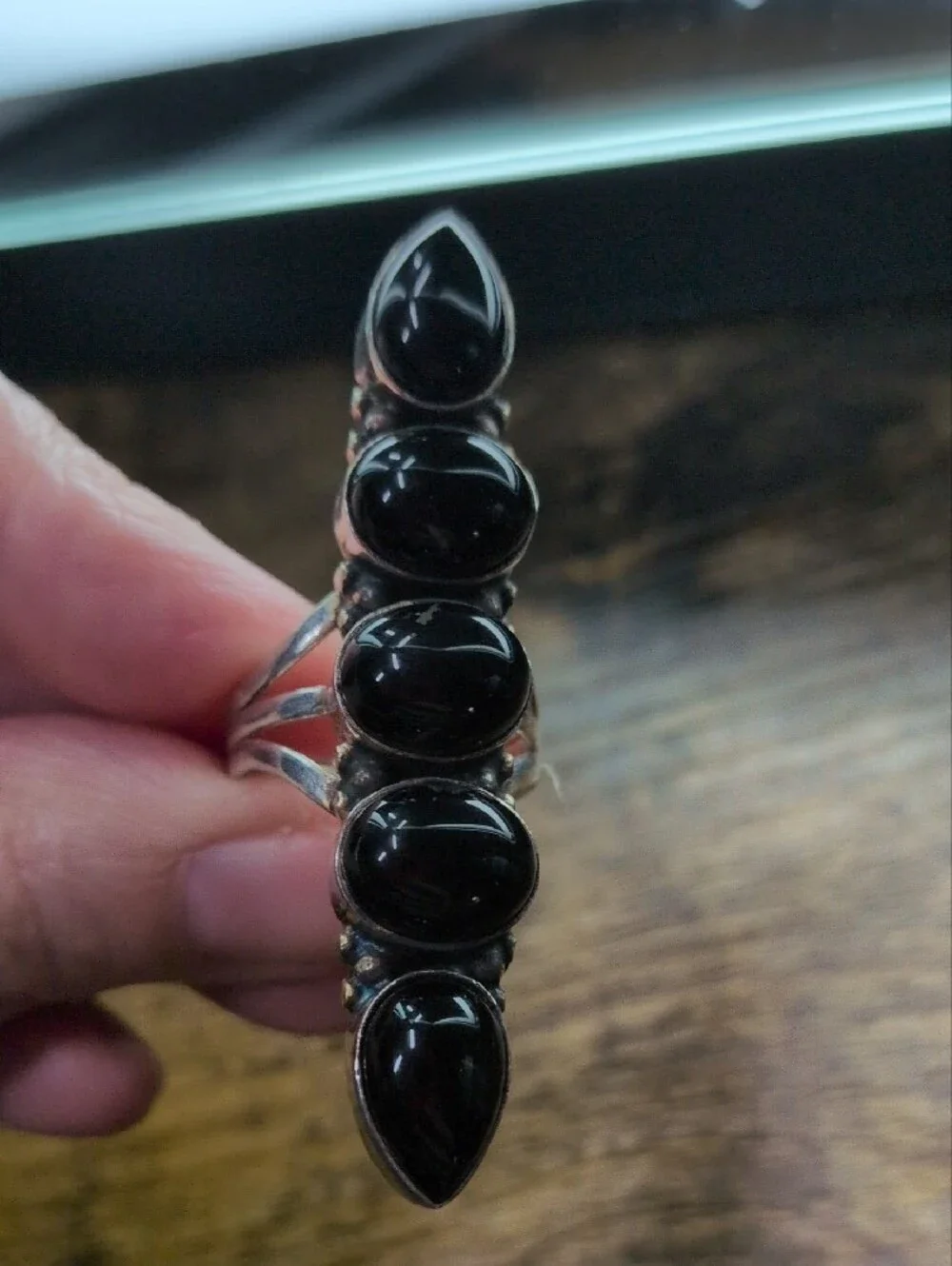 Sterling Silver Black Onyx Multi-Stone Statement Ring